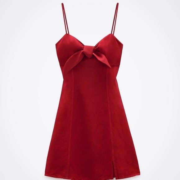 Zara Dresses & Skirts - ZARA MINI DRESS WITH BOW
RED